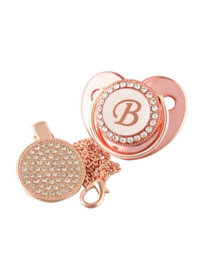 Alphabet Soother With Soother Clip Rose Gold - Image 1