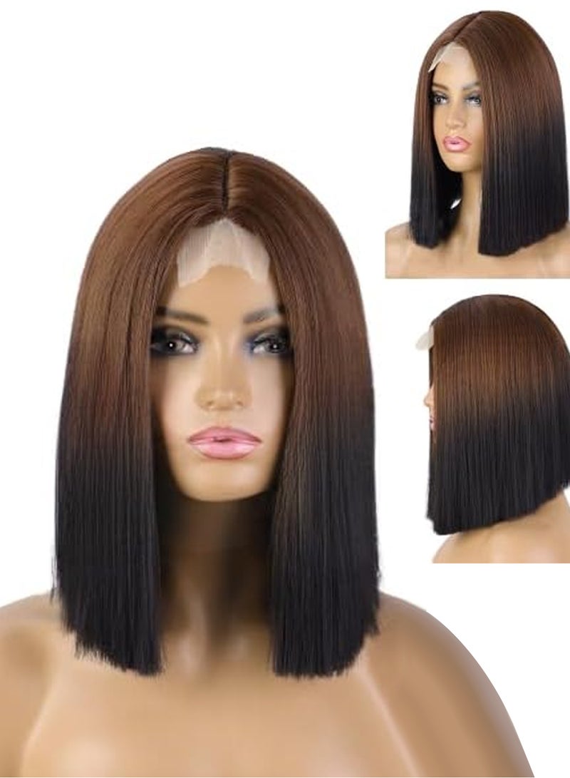 Estelle Small Lace Front Wig for Women Long Short Curly and Straight lady Wig Girl Wig daily wig party wig dark brown Short Straight Dark Brown - Image 1
