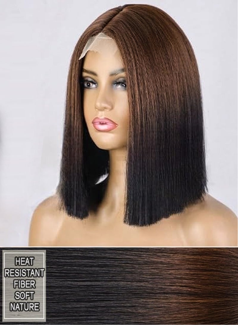 Estelle Small Lace Front Wig for Women Long Short Curly and Straight lady Wig Girl Wig daily wig party wig dark brown Short Straight Dark Brown - Image 2