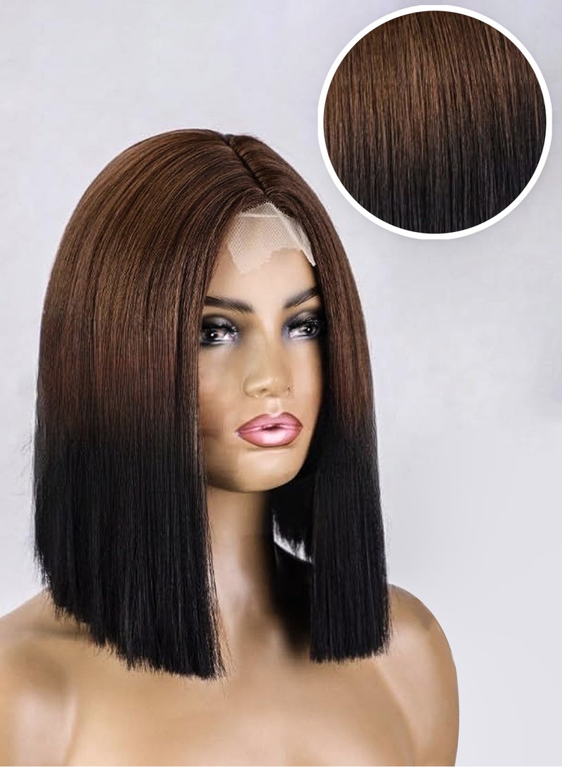 Estelle Small Lace Front Wig for Women Long Short Curly and Straight lady Wig Girl Wig daily wig party wig dark brown Short Straight Dark Brown - Image 3