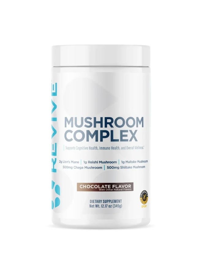 Revive Mushroom Complex - Immune Health & Natural Energy Support Supplement, Chocolate Flavor Powder - 345g - Image 1