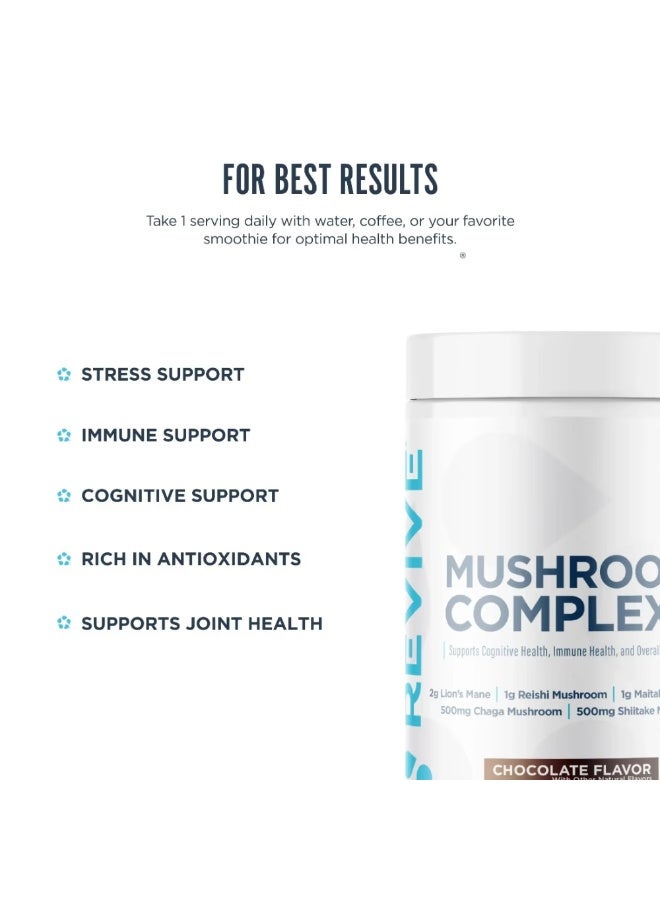 Revive Mushroom Complex - Immune Health & Natural Energy Support Supplement, Chocolate Flavor Powder - 345g - Image 3