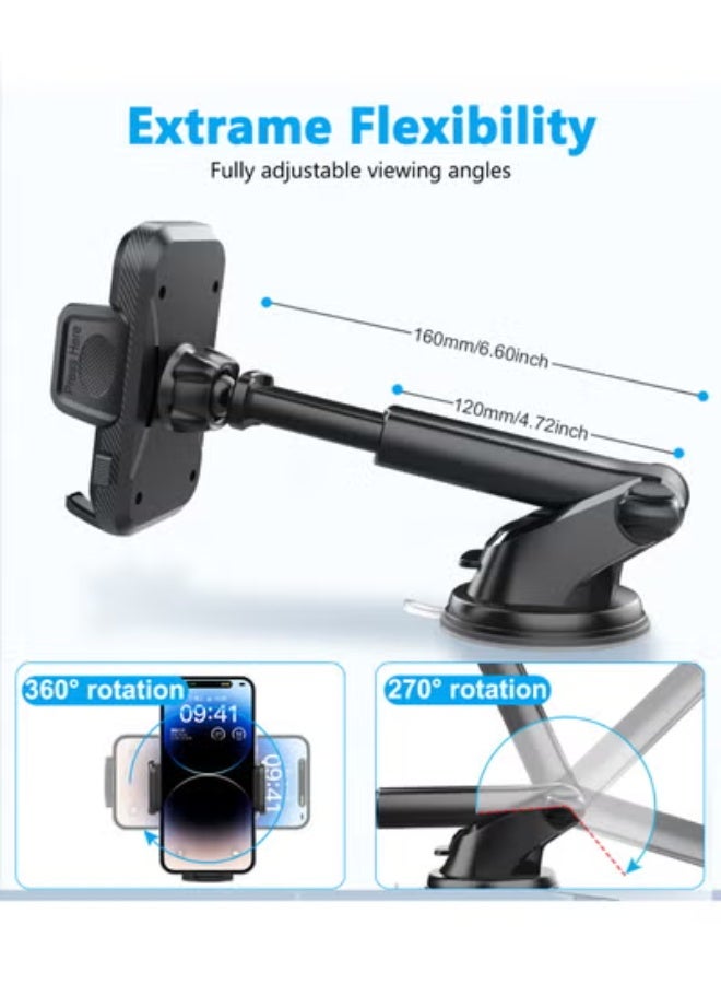 Car Phone Holder Mount New Upgraded Handsfree Cell Phone Holder Car Dash Windshield Air Vent Stand 270 Adjustable Suction Cup Magnetic Phone Holder - Image 3