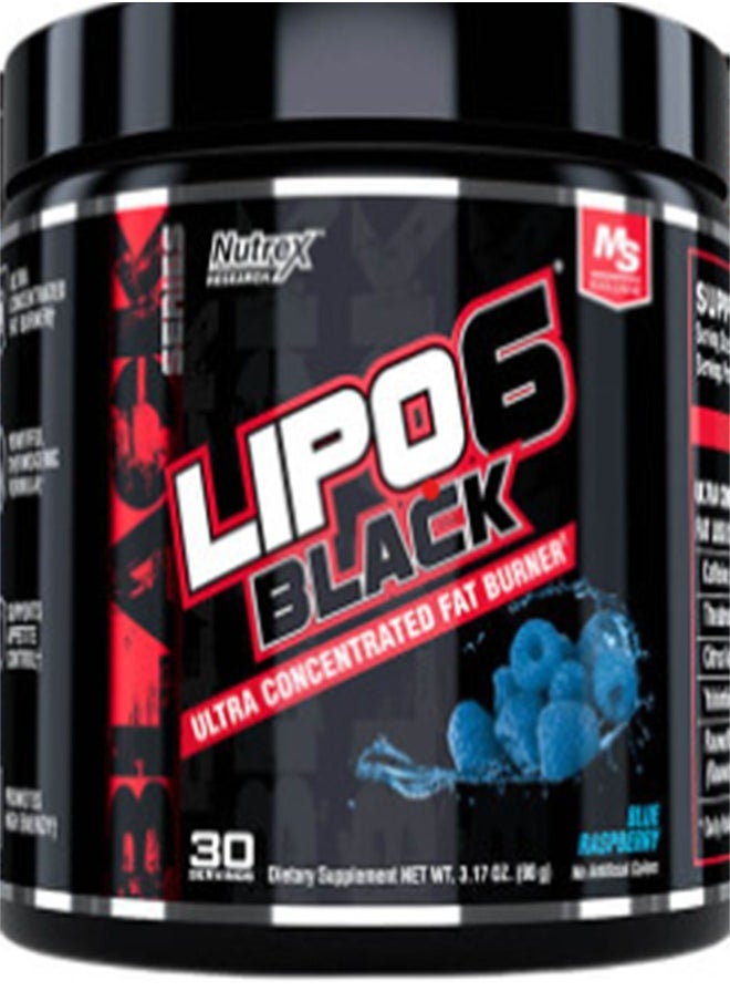 Nutrex Research Lipo 6 Black Ultra Concentrated Blue Raspberry powder 90 GM  - Image 1