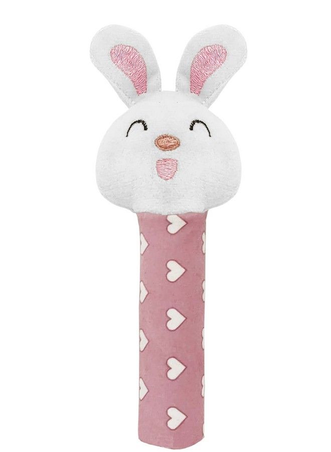 Pikipo Bunny Face Rattle Soft Toy With Squeeze Handle For Squeaky Sound (Pink) - Image 1