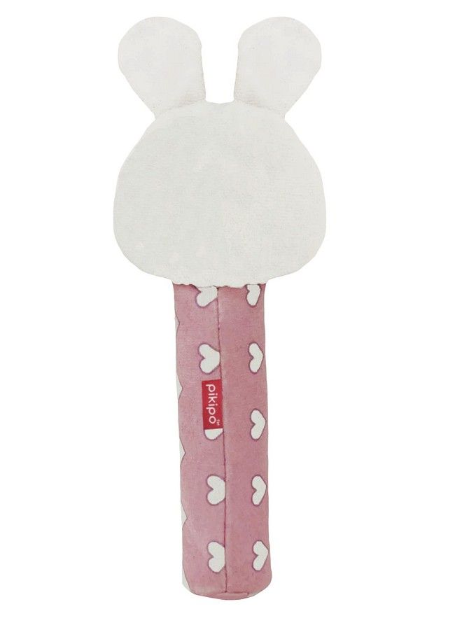 Pikipo Bunny Face Rattle Soft Toy With Squeeze Handle For Squeaky Sound (Pink) - Image 5