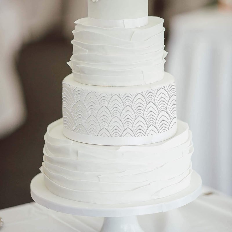 FVVMEED 6 Pieces Wedding Cake Stencil Cake Side Decorating Templates Powdered Sugar Sieve Template Cupcake Decor Flower Edge Molding, Lace Decoration Stencils Food Grade Plastic Mold Baking Tool - Image 2