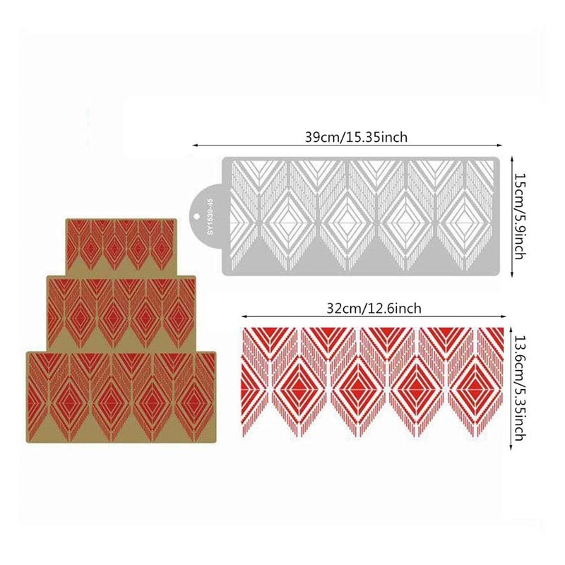 FVVMEED 6 Pieces Wedding Cake Stencil Cake Side Decorating Templates Powdered Sugar Sieve Template Cupcake Decor Flower Edge Molding, Lace Decoration Stencils Food Grade Plastic Mold Baking Tool - Image 3