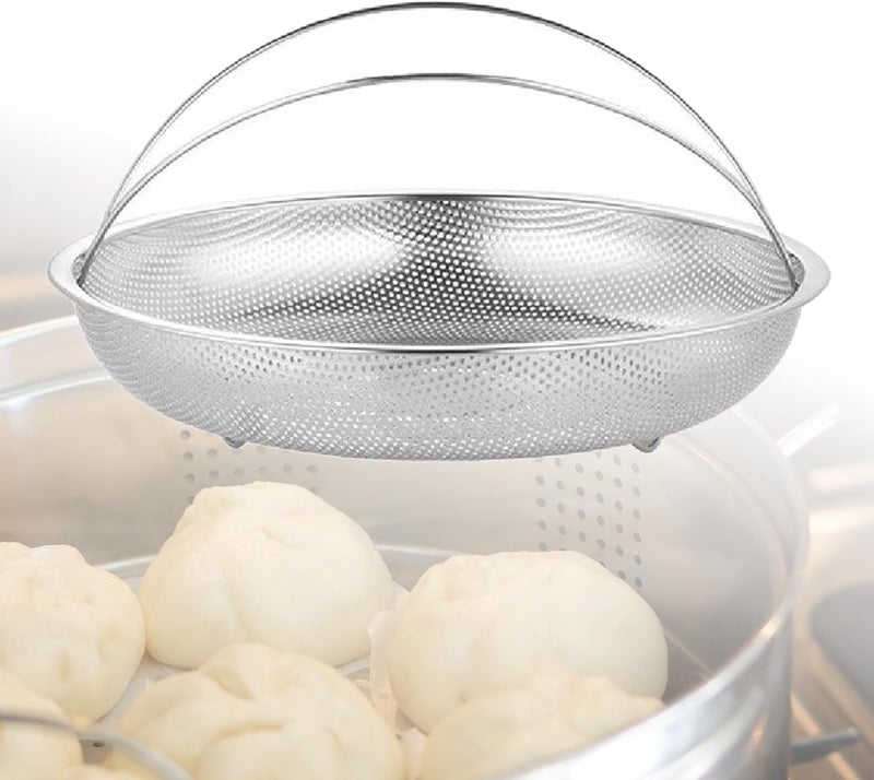 Luxafare Steam Basket Plate Household Food Steamer Stainless Steel Handle Fish with Vegetable and Rice Washing Fruits with Steamer Rack for Dishwasher Safe Plate - Image 4