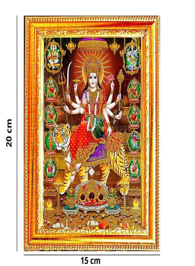 Suninow Durga Maa Religious Photo with Frame- 7 x 5 Inch-Gold - Image 2