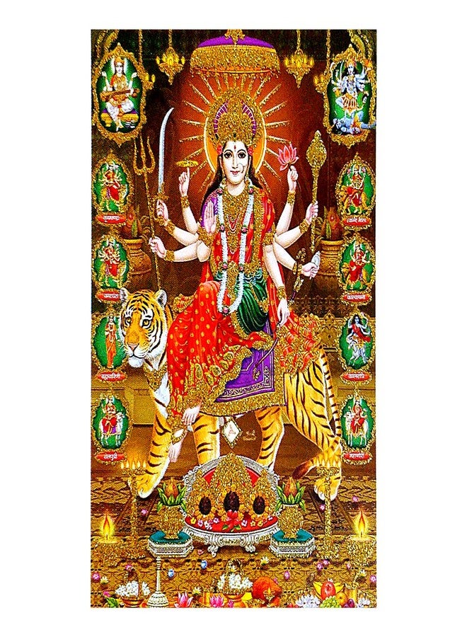 Suninow Durga Maa Religious Photo with Frame- 7 x 5 Inch-Gold - Image 3