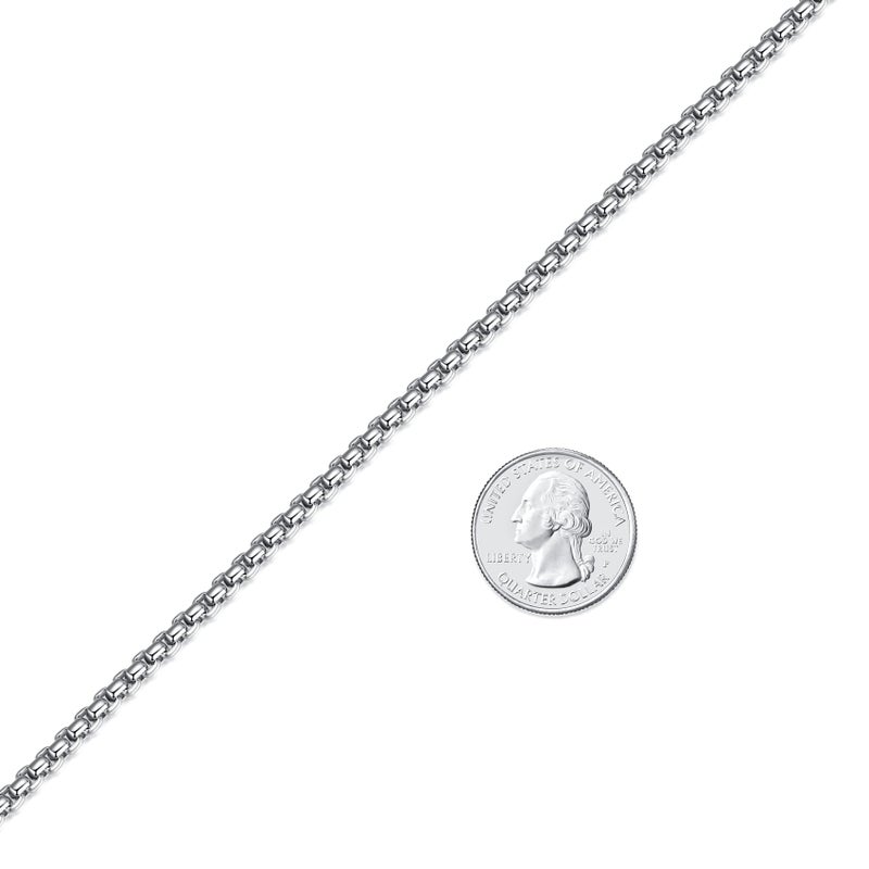 FOSIR Mens Chain Necklaces, 4mm Stainless Steel Rolo Chain Necklace for Men and Women, Silver Tone Box Chains for Men (24 Inch) - Image 3