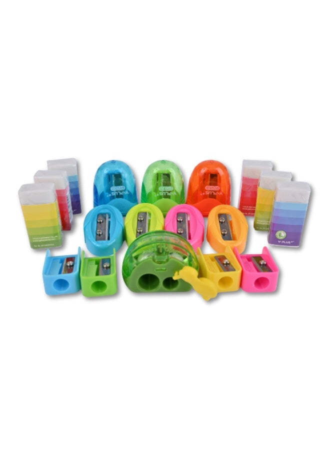Y plus+ Y-PLUS+ Family Pack - Assorted Sharpeners & Erasers - Colorful & Convenient - Image 2