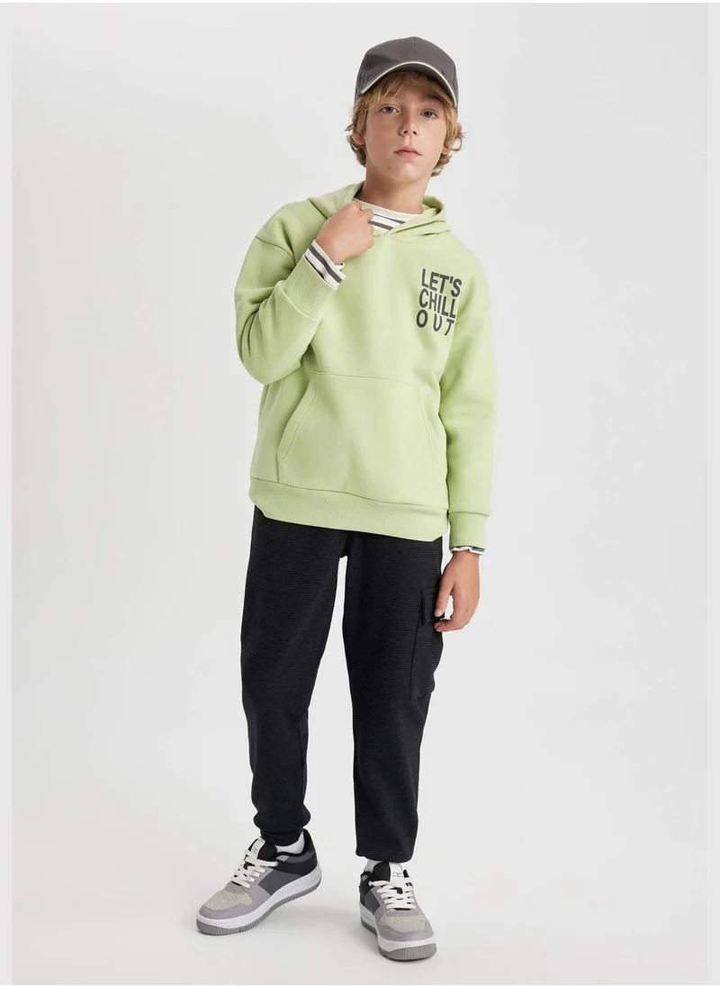 DeFacto Boy Oversize Fit Hooded Long Sleeve Knitted Sweatshirt