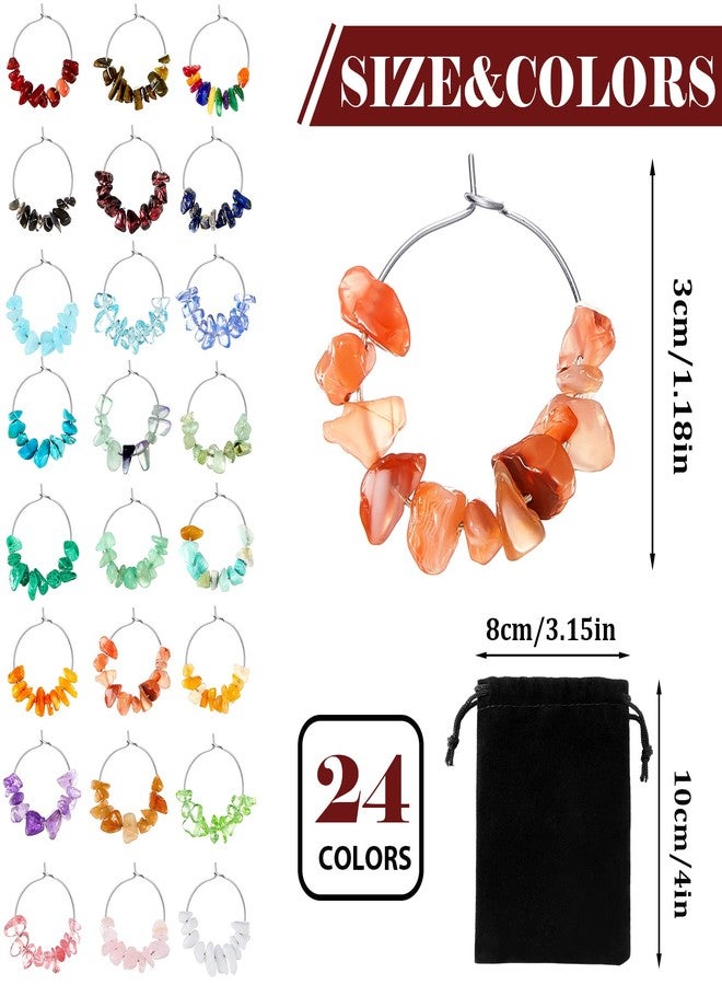 Leinuosen 24 Pcs Wine Glass Charms Party Gemstone Beads Charm Markers Drink Markers Tags Wine Tasting Party Favors Decorations for Stem Glasses Christmas Valentines Wedding Birthday - Image 2
