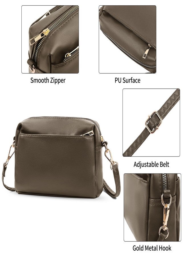 VOROLO Fanny Pack For Women And Men Triple Zip Small Leather, Dark Gray, 8.46 x 2.6 x 5.1 inches - Image 4
