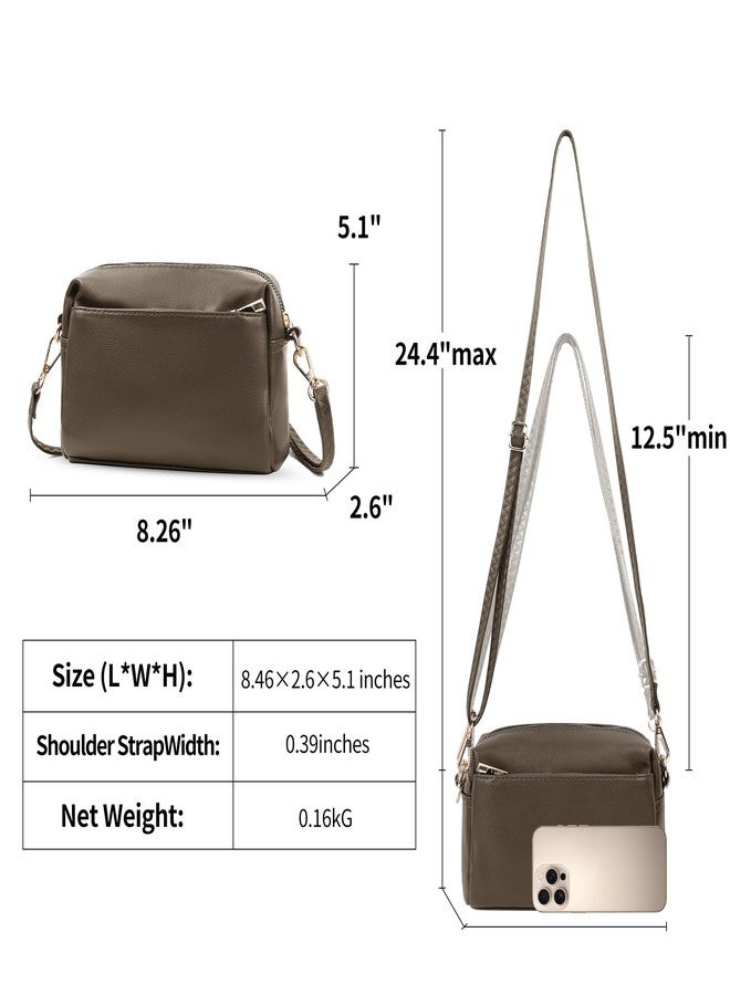 VOROLO Fanny Pack For Women And Men Triple Zip Small Leather, Dark Gray, 8.46 x 2.6 x 5.1 inches - Image 3