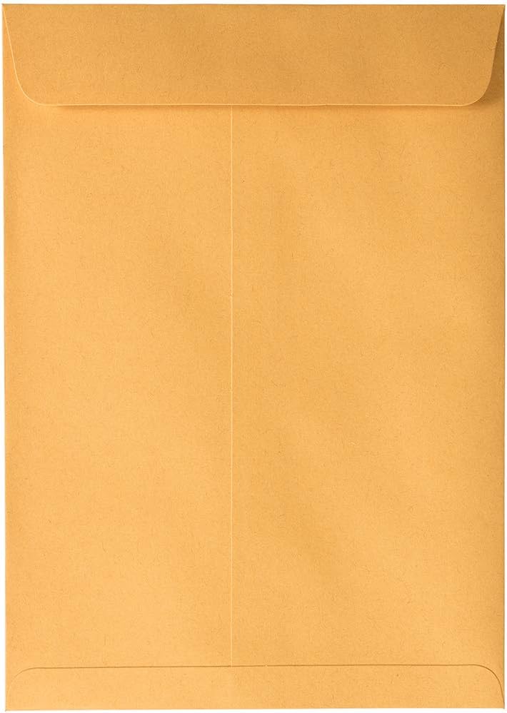JAM Paper 7 1/2 x 10 1/2 Open End Catalog Envelopes with Peel and Seal Closure - Brown Kraft Manila - 50/Pack - Image 1