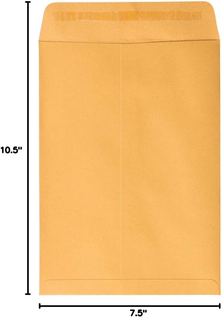 JAM Paper 7 1/2 x 10 1/2 Open End Catalog Envelopes with Peel and Seal Closure - Brown Kraft Manila - 50/Pack - Image 4