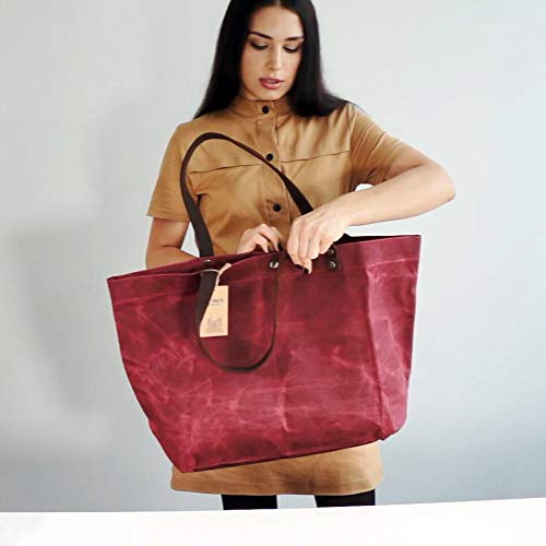 WUDON Waxed Canvas Travel Tote Bag - Extra Large Carryall Shoulder Bag for Women - Image 5