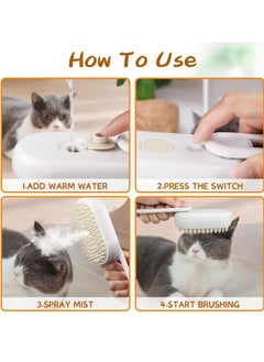 BIGTHREE Cat Steam Brush, 3 in 1 Spray Cat Brush with Water Spray, Self Cleaning Steam Pet Brush With Massage, Cat Grooming Brush for Removing Knots, Loose Hair  - Image 5
