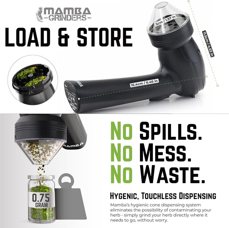 Mamba مطحنة أعشاب كهربائية USB خفيفة 0.75 جرام برأس بلاستيكي كامل - Image 3