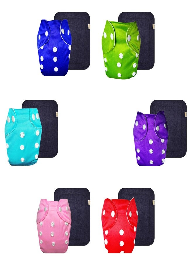 Dumbledo Lite Cloth Diaper with Black Insert (Pack of 6) | Hypoallergenic | 6-Layer Absorbent Pad | Adjustable Snaps | Ideal for Toddlers | 3 Months - 2 Years | Unisex Baby - Image 1