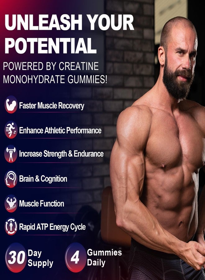 kukaly Creatine Monohydrate Gummies for Men & Women, 8500MG Creatine Gummies Sugar Free Mixed Flavored with L-Taurine, BCAA 2:1, B12 B6 for Boost Strength, Focus & Endurance, Vegan, Non-GMO, 120pcs - Image 5