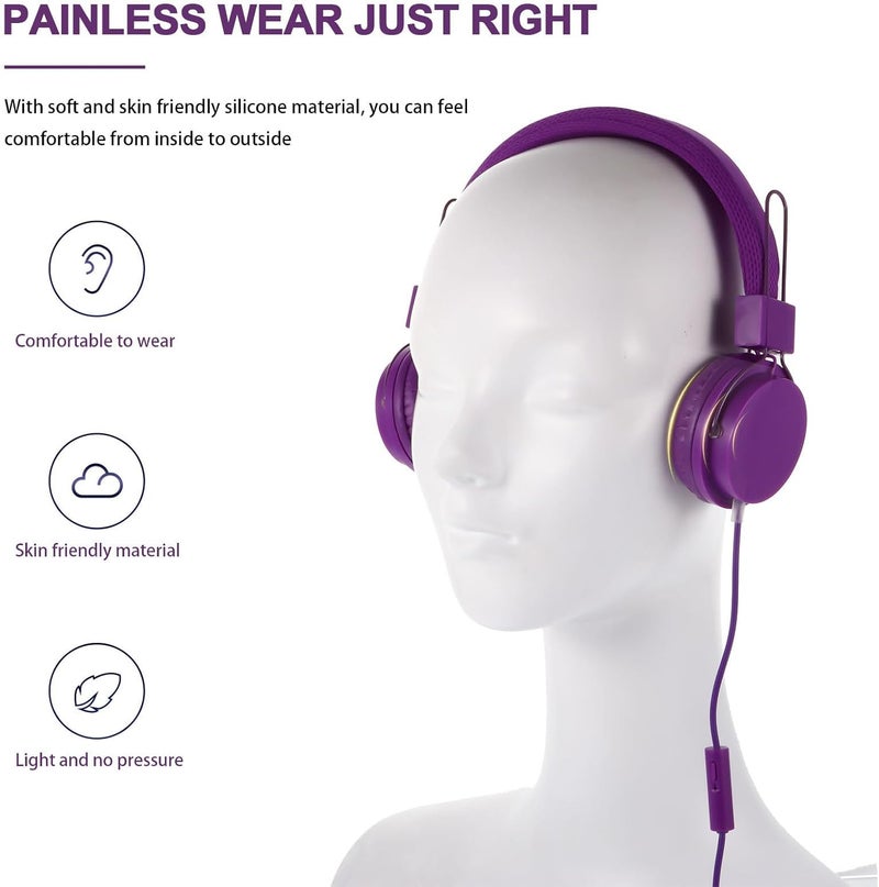Wired Over-Ear Gaming Headphones with in-line Mic and Bass Stereo Sound for Computer Gamers, Purple Color, Wired Headset for PC and Console Gaming - Image 3