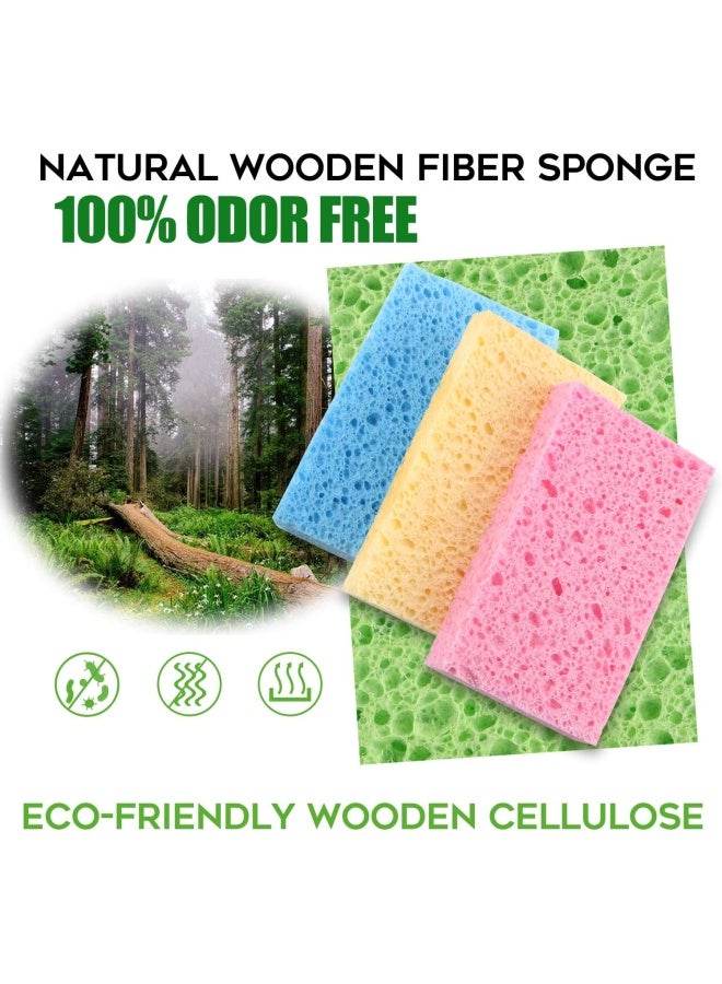 PANYEE Cleaning Scrub Colored SpongeNonScratch Kitchen Cellulose Dishwashing Sponge16Pack Biodegradable Natural Sponge - Image 2