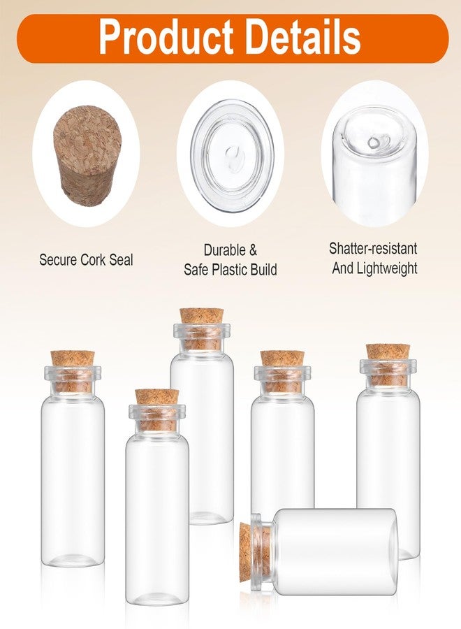 xozeooeu 120 Pack 10ml Mini Plastic Bottles with Cork Stoppers, Small Empty Clear Plastic Jars for DIY Crafts, Wedding Favors, Spice & Sample Containers, Party Decor - Image 3