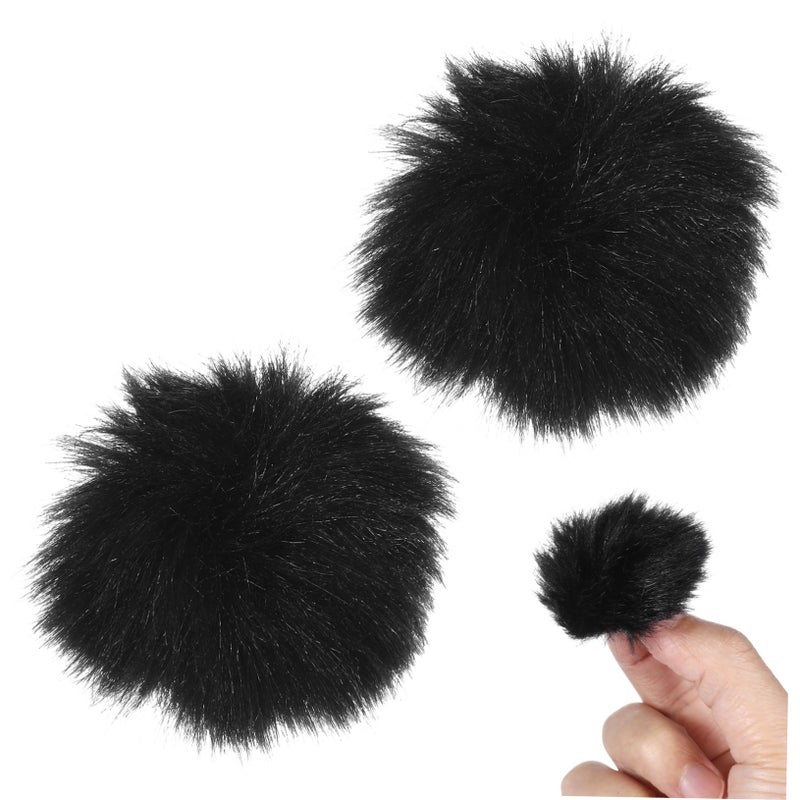 2Pcs Black Furry Microphone Windscreen Covers For Noise Reduction Outdoor Use - Image 2