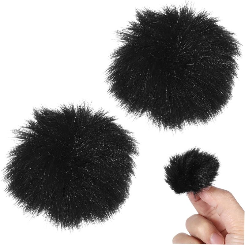 2Pcs Black Furry Microphone Windscreen Covers For Noise Reduction Outdoor Use - Image 1
