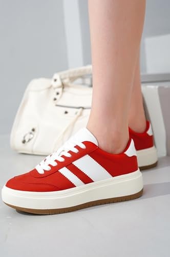 Project Cloud Platform Sneakers for Women - Lightweight Memory Foam Insole Womens Sneakers - Non-Slip Fashion Sneakers for Women Footwear - Women's Fashion Platform Shoes (Nita, Red, 6) - Image 5