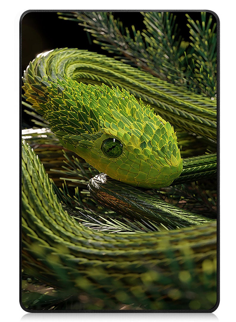 Theodor Protective Flip Case For Apple iPad Pro 11 (2024) With Trifold Stand Auto Wake Sleep Shockproof Cover snake_green_reptile - Image 1