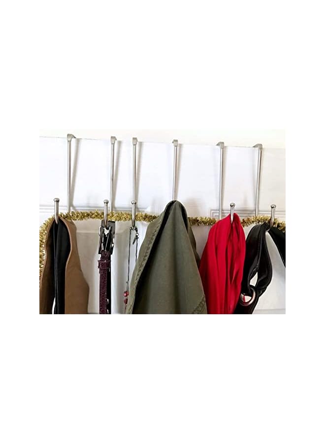 PROMASS promass 5Pcs Over the Door Hooks, Double S Shape Cabinet Door Drawer Hanger, Stainless Steel Heavy Duty Hook for Closet Wardrobe Door Kitchen Bathroom Bedroom, Hanging Clothes Bags Towels  - Image 2