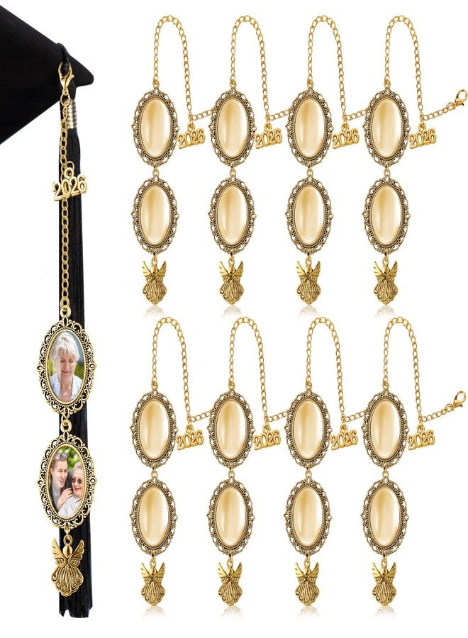 Sureio 8 Pcs Graduation Cap Memorial Photo Charm Tassel Charms for 2026 Tassel Charm Memorial Photo Class Decorations Graduation Gifts to The Cap Topper(Antique Gold) - Image 1