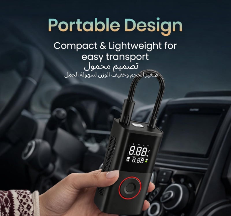 Lynacz Original Universal Tyre Inflator Air Compressor Battery Charging Cord Input Preset Inflation Levels Digital Gauge Torch Cutoff - Image 2