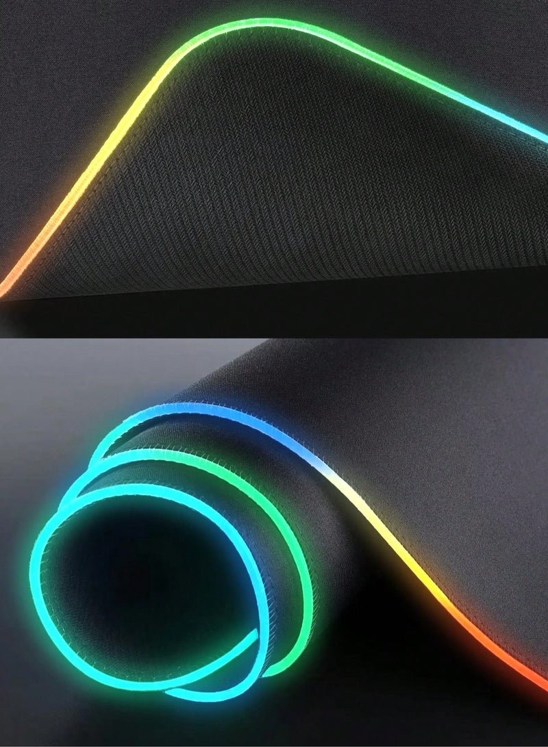 Mouse Pad | Large Gaming Mousepad with Nonslip Base  | Colorful LED Light Keyboard Mat Game Playing Mouse Pad Suitable for Live Broadcasting, Games and Work - Image 3