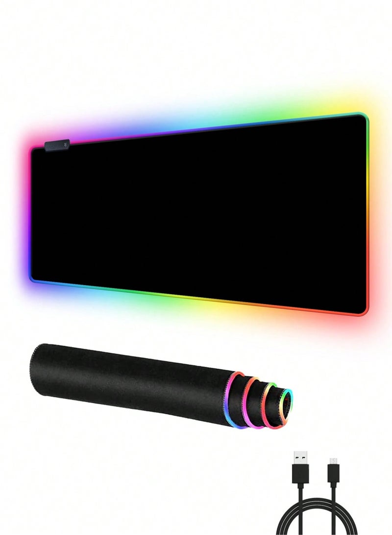 Mouse Pad | Large Gaming Mousepad with Nonslip Base  | Colorful LED Light Keyboard Mat Game Playing Mouse Pad Suitable for Live Broadcasting, Games and Work - Image 1