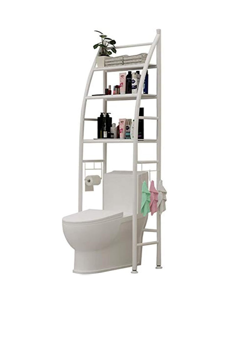Home Care Bathroom Storage Shelf 3 Tier Toilet Storage Rack Easy to Assemble Toilet Bathroom Shelf No Drilling Toilet Organizer White  - Image 1