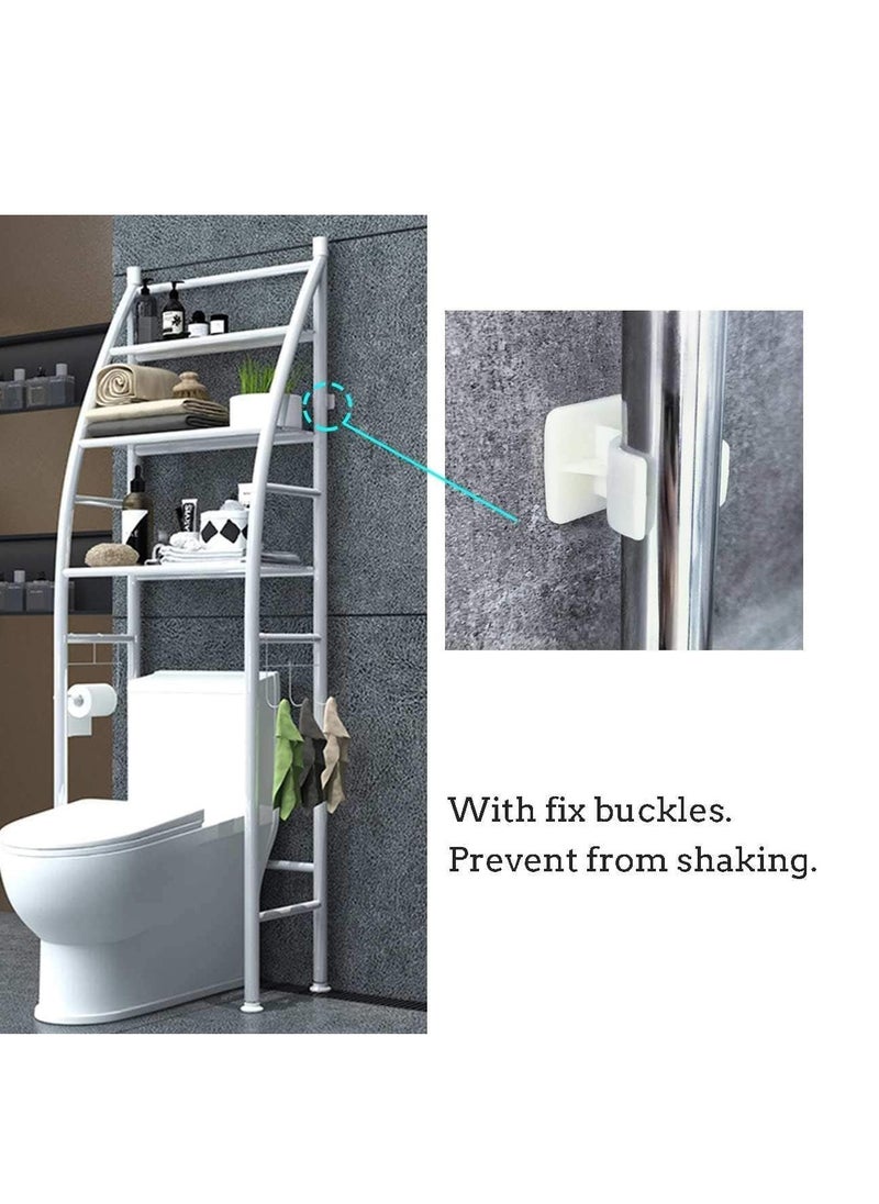 Home Care Bathroom Storage Shelf 3 Tier Toilet Storage Rack Easy to Assemble Toilet Bathroom Shelf No Drilling Toilet Organizer White  - Image 3