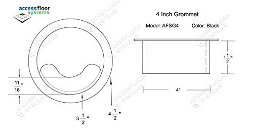 Access Floor Systems Heavy Duty Floor Grommet w/Cover 4 Inch | Black ABS Plastic Grommet for Cable Organization | Great to Organize Cables | Easy Installation - Image 4