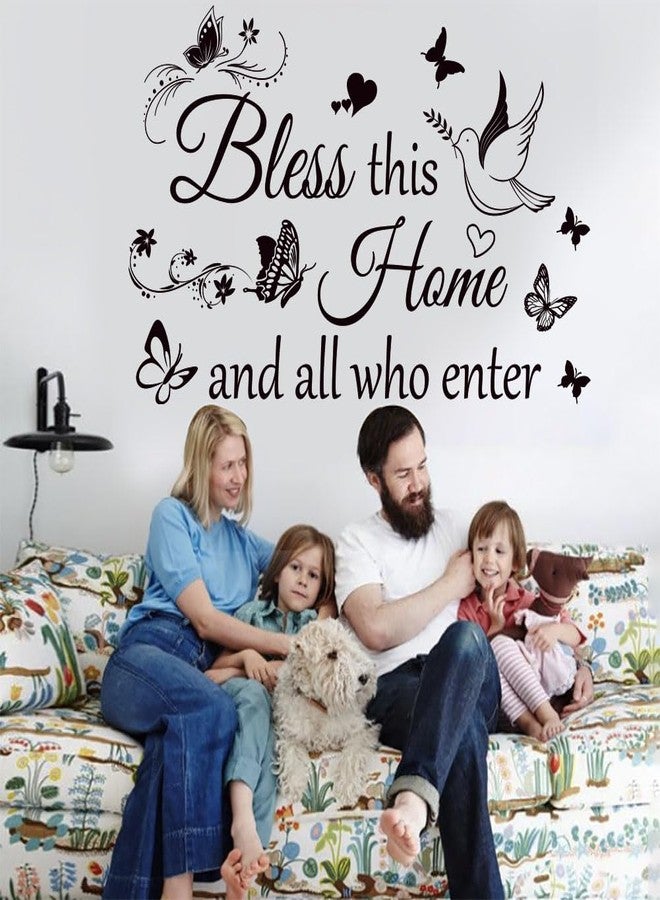 Datesno Family Wall Decor Sticker Wail Quotes Bless This Home and All Who Enter Quotes Decals Motivational Stickers for Living Room Bedroom Home Decor Wall Decoration. - Image 3
