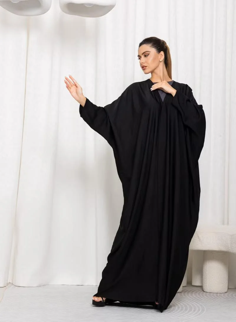 Nikias Nikias Black Plain Bahraini Cut Abaya