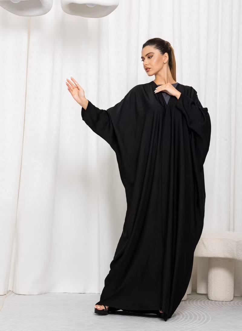 Nikias Black Plain Bahraini Cut Abaya - Image 2