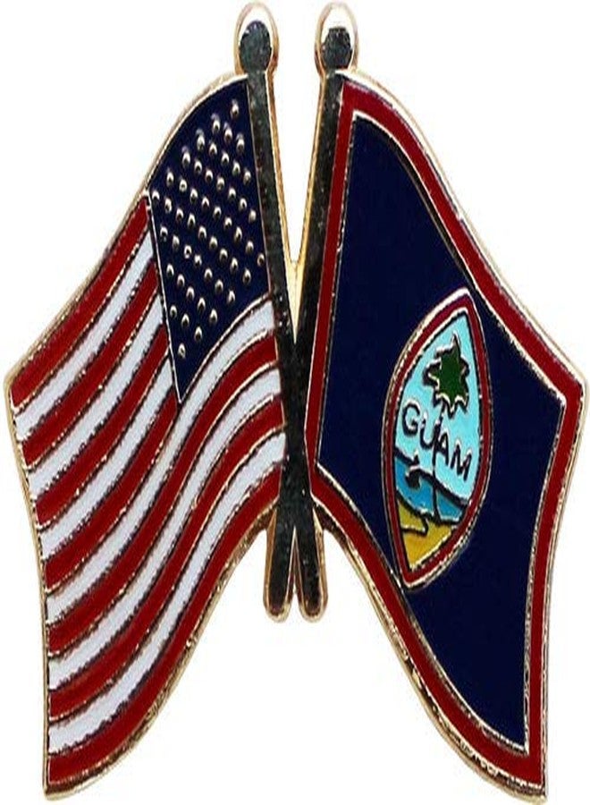 Flagline USA and Guam Flag Die-struck Metal Friendship Lapel Pin with Butterfly Clasp Closure - Image 2