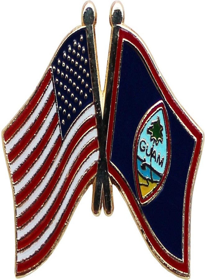 Flagline USA and Guam Flag Die-struck Metal Friendship Lapel Pin with Butterfly Clasp Closure - Image 1