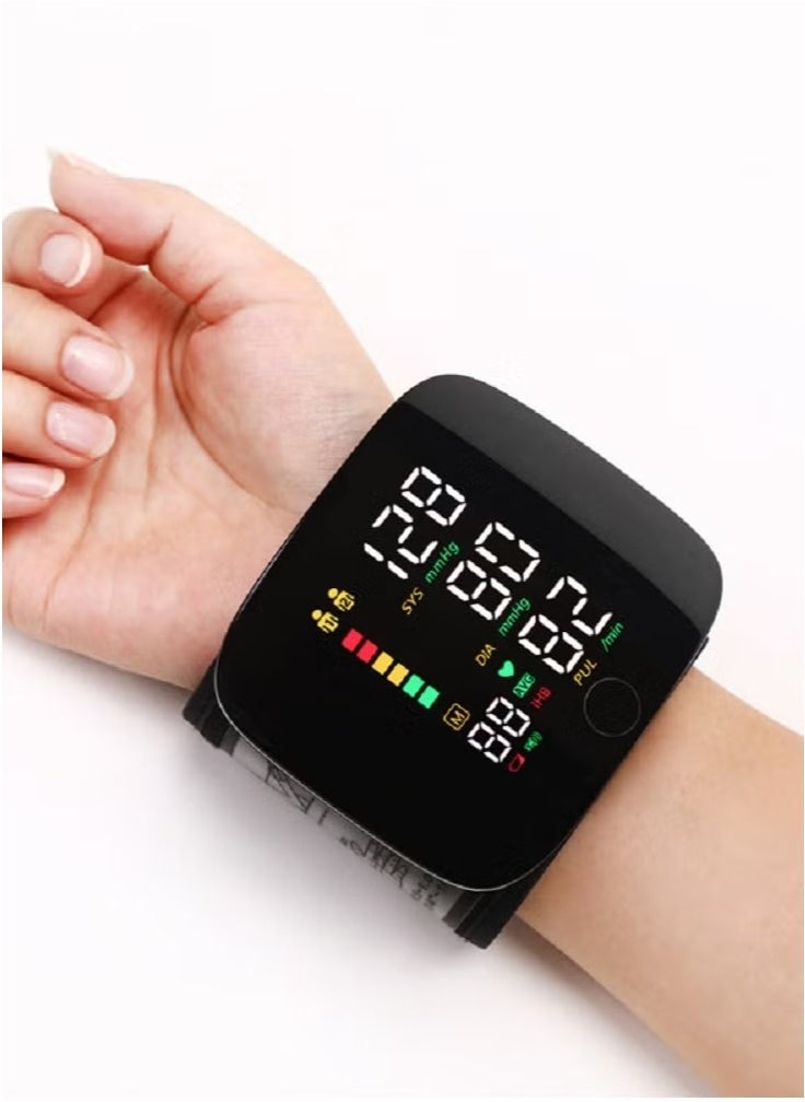 general Rechargeable LCD Digital Display Wrist Blood Pressure Monitor Cuff Blood Pressure Tester Dual 99 Readable Memory Large Display Voice 3 Color Background Heart Rate Automatic Blood Pressure Monitor - Image 1