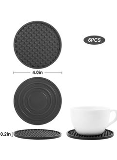 Silicone Drink Coasters Set of 6 with Holder for Tabletop Protection, Dishwasher Safe Coasters for Drinks Fits Any Size of Drinking Glasses (Grey) - pzsku/Z631A42EF322A016ED833Z/45/_/1730796593/899cd3ba-a455-4c68-886f-1bbb5ed0cc8b